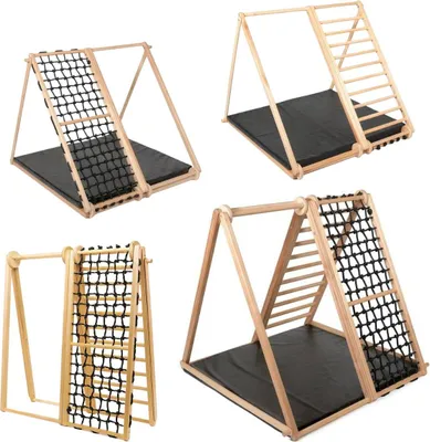 Produktbild von Indoor Klettergerüst aus Holz Moon – Montessori Pikler-Dreieck fürs Kinderzimmer ZebraBlack  101 cm - KIDWOOD