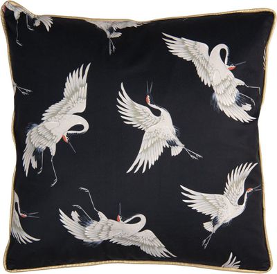 Clayre & Eef Dekokissen 45x45 cm Schwarz Weiß Synthetisch Quadrat Schwan