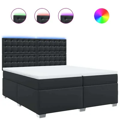 Produktbild von vidaXL Boxspringbett mit Matratze Schwarz 200x200 cm Kunstleder