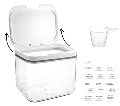 Aufbewahrungsbox luftdicht 4,5 l transparent weiß für Waschpulver