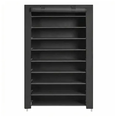 Image de Étagère à chaussures, 10 niveaux, meuble de rangement pour chaussures | Noir | 88 x 28 x 160 cm