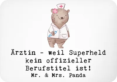 Produktbild von Mr. & Mrs. Panda Kühlschrankmagnet Ärztin Superheld - Weiß - Geschenk, haftmagnet, Berufe, Berufspassion, Geschenke für Berufstätige, Engagement, personalisierte, magnet