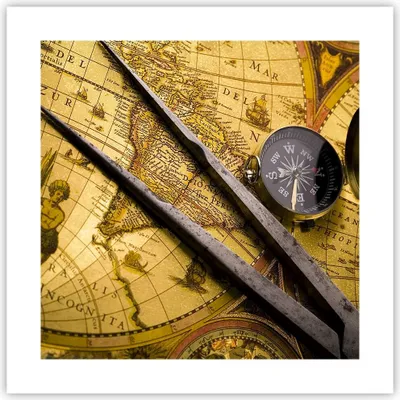 Produktbild von Poster - Poster ohne Rahmen - Kompass Abenteuer Reisen - 40x40 cm - Wand Bild - Wanddeko - Wandbilder - Kunstposter - Wandposter - Bilder - Kunstdruck - Wanddekoration - Wandbild - P2XAC40x40-0146