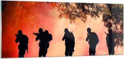 Produktbild von Bilder auf glas - Soldat Gewehr - 100x40cm - Glasbilder - Wandbilder - Kunstdruck - zum Aufhängen bereit - Wanddekoration aus Glas - Glas Bilder - Wandbild auf Glas - Einteilig - GAB100x40-3977