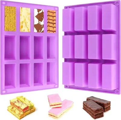 Image de Moule rectangulaire en silicone pour pain à 8 couches, gâteaux, barres au chocolat et barres granola, avec revêtement antiadhésif