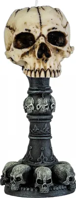 Produktbild von Antiker Totenkopf Teelichthalter mit Totenschädelsammlung 17 cm