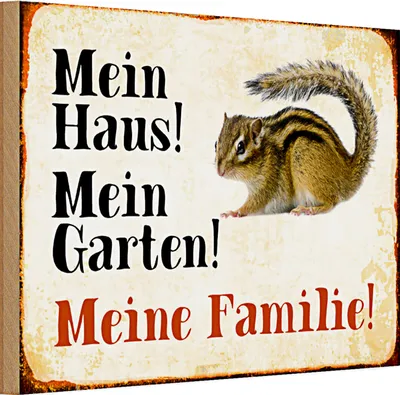 Produktbild von Holzschild Spruch Eichhörnchen 30x20cm mein Haus mein Garten