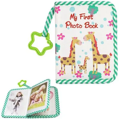 Image de Album photo pour bébé - Simple et pratique - Pour enfants - Vert - Album pour une année - Pour bébés - En tissu doux