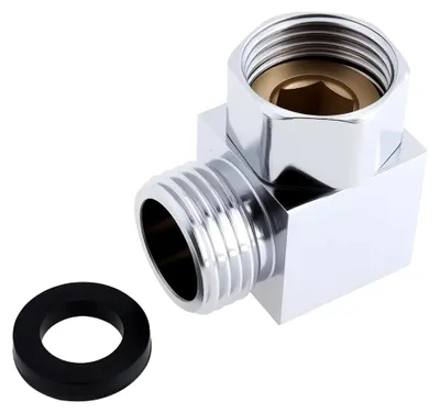 Produktbild von Anschlusswinkel für Brauseschläuche mit Dichtung 1/2" Außengewinde auf 1/2" Innengewinde Messingadapter für Verteilergelenk