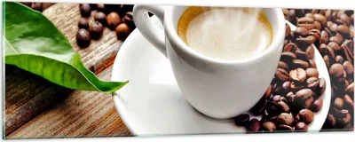 Produktbild von Bilder auf glas - Kaffee Tasse Espresso heiß - 90x30cm - Glasbilder - Wandbilder - Kunstdruck - zum Aufhängen bereit - Wanddekoration aus Glas - Glas Bilder - Wandbild auf Glas - GAB90x30-2546
