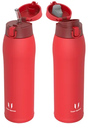 Obrázok produktu pre Sparrow, nerezová fľaša na pitie, 950 ml – termoizolačná fľaša – 2 viečka