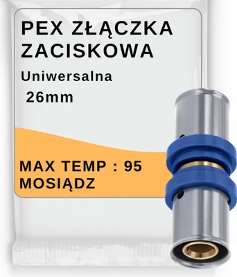 Zdjęcie produktu dla Pipelife Radopress Złączka PEX 26mm | Magistralna | Zaciskowa | Mosiądz | TH