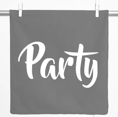 Produktbild von Huuraa Kissenbezug Party Schriftzug 40x40cm Steel Grey Baumwolle Dekokissenbezug Geschenkidee
