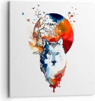 Produktbild von Bild auf Leinwand - Leinwandbild - Tierwelt Pelz Abbildung Mond - 70x70cm - Wand Bild - Wanddeko - Leinwanddruck - Bilder - Kunstdruck - Wanddekoration - Leinwand bilder - Wandkunst - AC70x70-3133