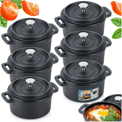 Image de Vilde Marmite de service Marmite en fonte avec couvercle Ramequins en fonte CAST LINE 10 cm 250 ml 6 pcs.