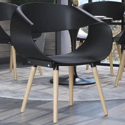 Produktbild von 2er-Set ZANOTI | Schalenstuhl | Schwarz | Kunststoff | Designstuhl