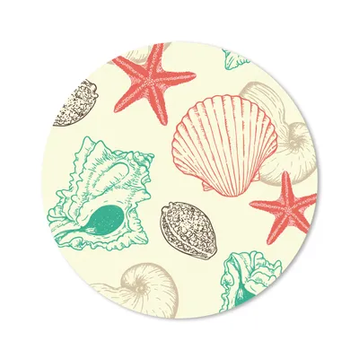 Produktbild von MuchoWow® Mauspad Mousepad Muscheln - Seestern - Strand - Vintage - Muster 40x40 cm - Mousepads - Maus Mat - Pad - Mausunterlage - Schreibtisch Accessoires