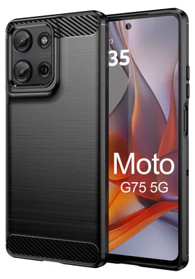Produktbild von Carbon Hülle für Moto G75 Hülle Handyhülle Outdoor Handy Tasche Bumper Case Back Cover