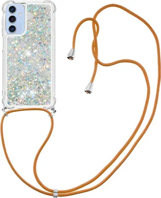 Produktbild von Samsung Galaxy A15 Hülle - Coverup Liquid Glitzer Back Cover mit Handykette - Silber
