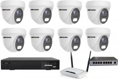 Obrázek produktu pro 5MPx COLORVU kamerový IP POE set - 8x NC960+, POE switch 8 + 1, NVR | ZONEWAY 8-NC960+3016