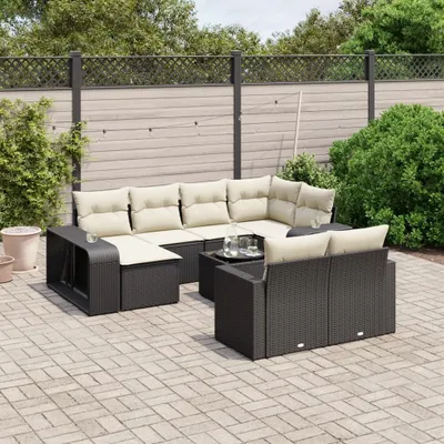 Immagine prodotto di Maison Exclusive - Set da giardino 11 pezzi con cuscini in poly rattan nero