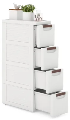 Produktbild von Nischenschrank schmal mit 4 Schubladen und Rollen, Badezimmerschrank für Toilettenpapier
