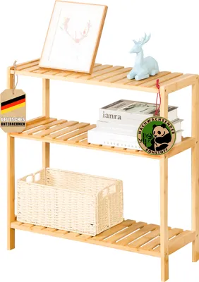 Image de Étagère sur pied en bambou Kansas Étagère en bois élégante et peu encombrante à 3 niveaux