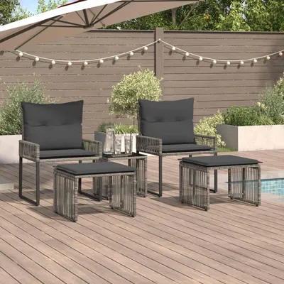 Produktbild von Gartenmöbel Set 11 pcs Grau und Dunkelgrau Poly-Rattan - Gartenmöbelgarnituren DE989