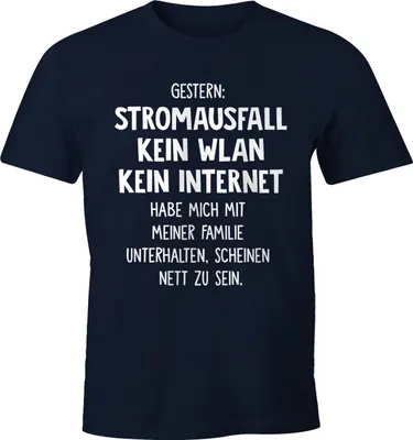 Produktbild von Herren T-Shirt Gestern: Stromausfall Kein WLAN Kein Internet Spruch-Shirt Moonworks® navy 4XL