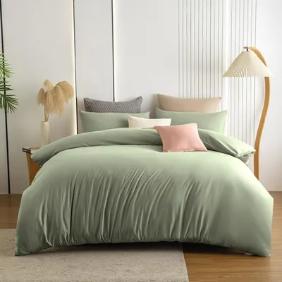 Produktbild von Soifox Bettwäsche 155x220 Salbeigrün Mikrofaser Bügelfrei 2tlg. Set