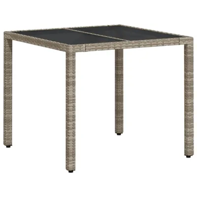 Produktbild von Gartentisch mit Glasplatte Hellgrau 90x90x75 cm Poly Rattan