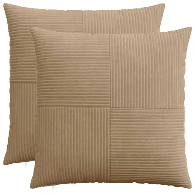 Image de vidaXL Housse de coussin 2 pièces, modèle ALMELO, couleur marron, 60 x 60 cm, matière : cord