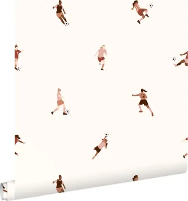 Produktbild von ESTAhome Tapete Fußballspielerinnen Weiß und Terrakottarosa 50 x 900 cm