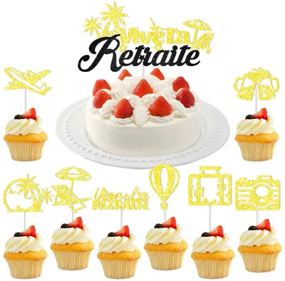 25 Goldene Renten-Topper für Torte & Cupcakes