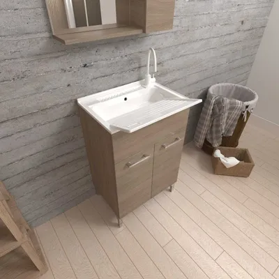 Immagine prodotto di Lavatoio 50x50 con ante quercia naturale e tavola lavapanni | Pratico