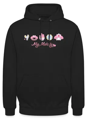 Produktbild von Spreadshirt My Melody Mit Flat Und Gebäckstücken Uni Hoodie, 4XL, Schwarz