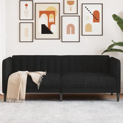 Produktbild von Design Sofa 2-Sitzer Schwarz Stoff, Schlafsofas 2024 Neu