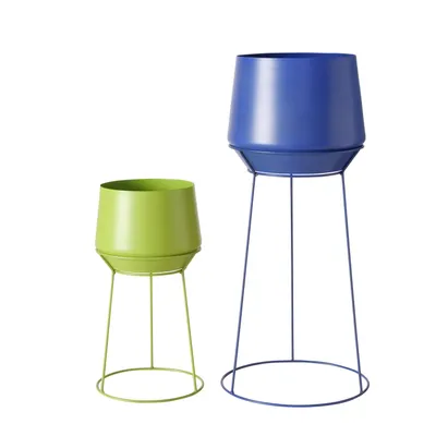 Produktbild von Übertopf Set Colora 2-teilig Metall Rund Blau Grün Modern Indoor