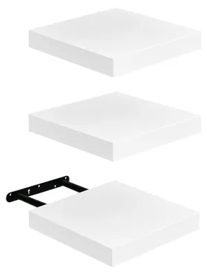 Image de Lot de 3 étagères suspendues, étagères murales compactes 20 x 20 cm en MDF pour la salle de bains, la cuisine et le couloir – blanc