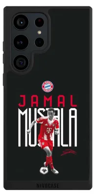 Produktbild von NIVOCASE Handyhülle für Samsung Galaxy S23 Ultra Hülle NIVOpure Case Schwarz FC Bayern München Offizielles Lizenzprodukt Jamal Musiala