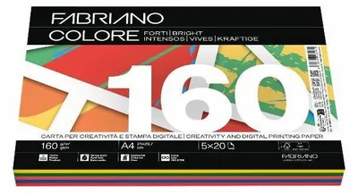 Obrázok produktu pre Fabriano, farebný papier, zmes farieb, sýte farby, formát A4, 160 g, 100 listov