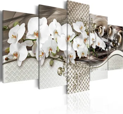 Produktbild von Leinwandbilder 200x100 cm b-A-0244-b-n Vlies Leinwandbild 5 tlg Kunstdruck modern Wandbilder XXL Wanddekoration Design Wand Bild ABSTRAKT BLUMEN ORCHIDEE