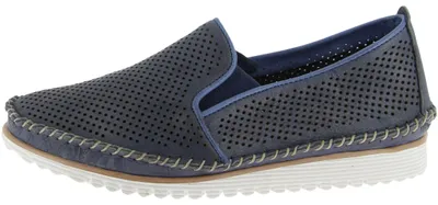 Produktbild von Andrea Conti Damen Slipper aus Leder mit Gummizug und Wechselsohle 1885919, Größe:40 EU, Farbe:Blau