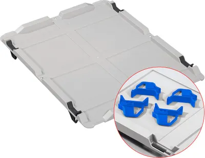 Produktbild von SparSet 10x Auflagedeckel Set Eurobox NextGen mit 4 blauen Schiebeschnappverschlüssen | BxT 40x60 | Eurobehälter, Transportbox, Transportbehälter, Stapelbehälter