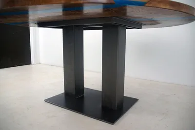 Produktbild von Runder Esstisch River Table Echtes Holz Flusstisch 150cm Tische Epoxidharz Neu