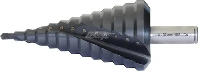 Produktbild von Stufenbohrer HSS-Co. TiAIN mit Spiralnute, Größen:6-9-12.5-15.2-18.6-20.4-22.5-26-28.3-30.5-34-37
