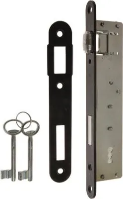 Produktbild von Schmales Einsteckschloss, Rolle 90/22 KL, mit Schließstück JANIA Z078, schwarzer Lack