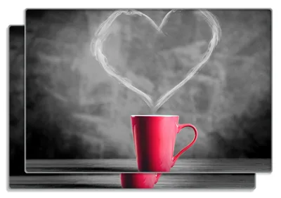 Produktbild von Wallario Frühstücksbrettchen 2er Set aus Glas, je 20 x 30 cm, mit rutschfesten Füßen, Motiv Tasse mit Kaffee - Schwarz-Weiß