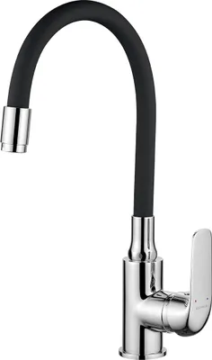 Produktbild von BADLAND Küchenarmatur Wasserhahn ELZA Küchenmischer mit flexiblen Auslauf für Küche in Chrom-Schwarz