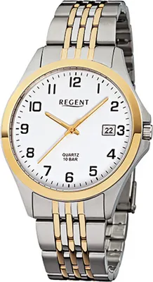 Image de Regent Montre Homme argent or analogique F-917 Bracelet acier D2URF917